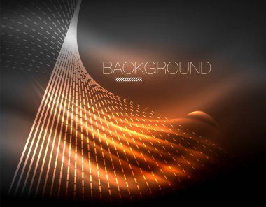 Yumuşak ışık efekti, parlak parlak neon koyu arka plan üzerinde düz çizgiler. Enerji Teknoloji fikir