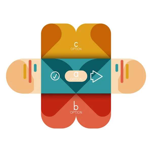 Opção de infográficos e passo a passo em quadrados arredondados, elemento de gráfico, gráfico, diagrama com opções, peças, processos — Vetor de Stock