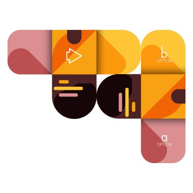 Infographics seçeneği ve adım adım içinde yuvarlak kareler, grafik, grafik, diyagram seçenekleri, parçalar, süreçleri ile unsuru