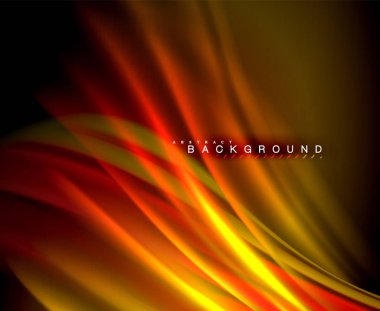 Neon parlayan dalga, sihirli enerji ve ışık arka plan. Vektör duvar kağıdı şablonu