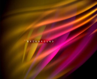 Neon parlayan dalga, sihirli enerji ve ışık arka plan. Vektör duvar kağıdı şablonu