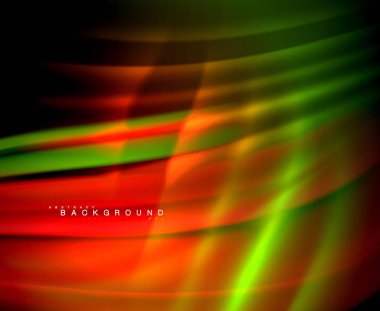 Neon parlayan dalga, sihirli enerji ve ışık arka plan. Vektör duvar kağıdı şablonu