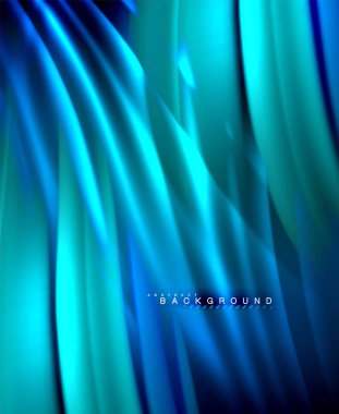 Neon parlayan dalga, sihirli enerji ve ışık arka plan. Vektör duvar kağıdı şablonu