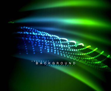 Neon parlayan techno hatları, yüksek teknoloji fütüristik arka plan şablonu kare şekilleri ile