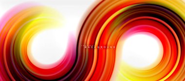 Gökkuşağı sıvı renkli arka plan - girdap ve daireler, bükülmüş sıvı renkler, renkli mermer veya plastik dalgalı doku zemin, çok renkli şablonu için iş veya teknoloji