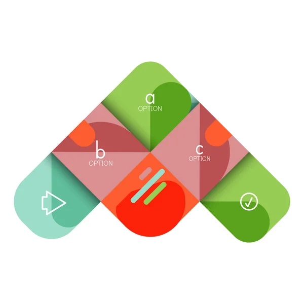 Infographics alternativet och steg i rundade torg, del av diagram, diagram, diagram med alternativ, delar, processer — Stock vektor