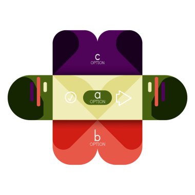 Infographics seçeneği ve adım adım içinde yuvarlak kareler, grafik, grafik, diyagram seçenekleri, parçalar, süreçleri ile unsuru