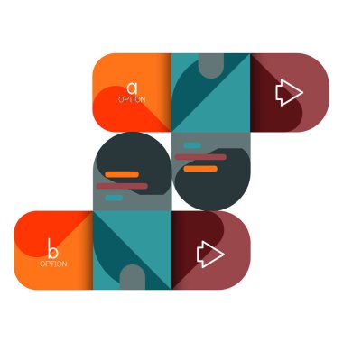 Infographics seçeneği ve adım adım içinde yuvarlak kareler, grafik, grafik, diyagram seçenekleri, parçalar, süreçleri ile unsuru