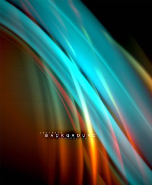 Neon parlayan dalga, sihirli enerji ve ışık arka plan. Vektör duvar kağıdı şablonu