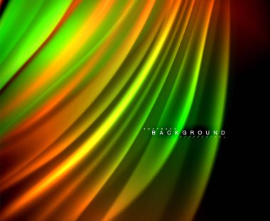 Neon parlayan dalga, sihirli enerji ve ışık arka plan. Vektör duvar kağıdı şablonu