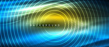 Neon parlayan çizgiler, sihirli enerji uzay ışığı konsepti, soyut arka plan duvar kağıdı tasarımı