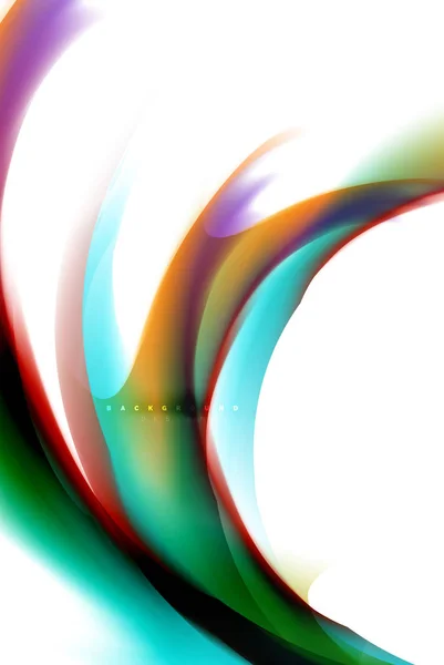 Aliran warna fluida holografik, warna-warni konsep pencampuran warna gerakan - Stok Vektor
