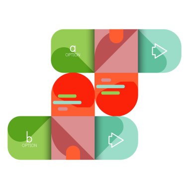 Infographics seçeneği ve adım adım içinde yuvarlak kareler, grafik, grafik, diyagram seçenekleri, parçalar, süreçleri ile unsuru