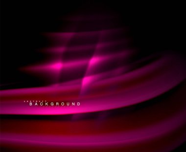 Neon parlayan dalga, sihirli enerji ve ışık arka plan. Vektör duvar kağıdı şablonu