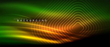 Neon parlayan çizgiler, sihirli enerji uzay ışığı konsepti, soyut arka plan duvar kağıdı tasarımı