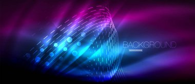 Neon parlayan dalga, sihirli enerji ve ışık arka plan. Duvar kağıdı şablonu, yüksek teknoloji gelecek kavramı