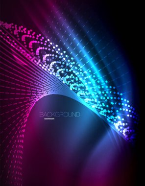 Yumuşak ışık efekti, parlak parlak neon koyu arka plan üzerinde düz çizgiler. Enerji Teknoloji fikir