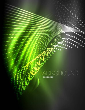 Yumuşak ışık efekti, parlak parlak neon koyu arka plan üzerinde düz çizgiler. Enerji Teknoloji fikir