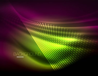 Yumuşak ışık efekti, parlak parlak neon koyu arka plan üzerinde düz çizgiler. Enerji Teknoloji fikir