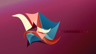 Arka plan - geometrik origami stil şekil kompozisyon, üçgen düşük poli tasarım konsepti. Renkli şık minimalist resimde