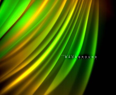 Neon parlayan dalga, sihirli enerji ve ışık arka plan. Vektör duvar kağıdı şablonu