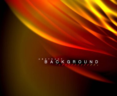 Neon parlayan dalga, sihirli enerji ve ışık arka plan. Vektör duvar kağıdı şablonu