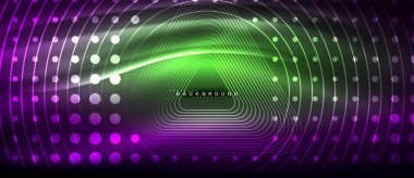 Neon parlayan çizgiler, sihirli enerji uzay ışığı konsepti, soyut arka plan duvar kağıdı tasarımı