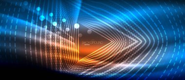 Neon parlayan dalga, sihirli enerji ve ışık arka plan. Duvar kağıdı şablonu, yüksek teknoloji gelecek kavramı