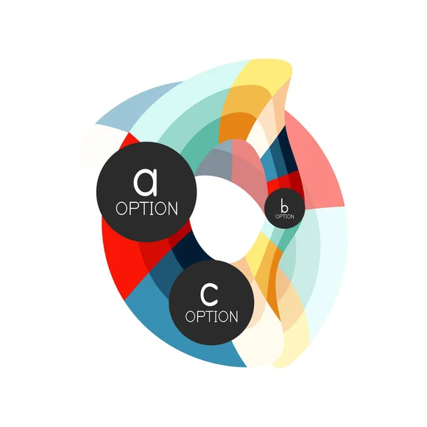 Plantilla de diseño de infografías de opciones geométricas coloridas abstractas con opciones de abc de muestra. Antecedentes abstractos para presentación comercial o banner informativo — Archivo Imágenes Vectoriales