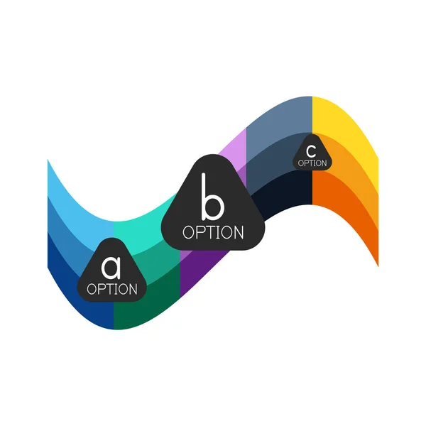 Plantilla de diseño de infografías de opciones geométricas coloridas abstractas con opciones de abc de muestra. Antecedentes abstractos para presentación comercial o banner informativo — Archivo Imágenes Vectoriales