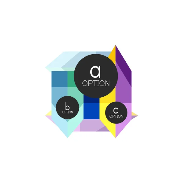 Abstrakte bunte geometrische Option Infografik Design-Vorlage mit Beispiel abc-Optionen. abstrakter Hintergrund für Geschäftspräsentation oder Informationsbanner — Stockvektor