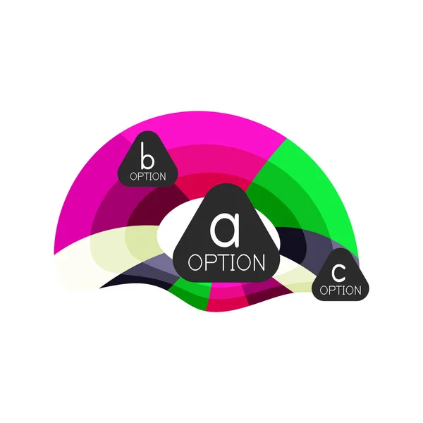 Modelo de design de infográficos de opção geométrica colorida abstrata com opções de abc de amostra. Antecedentes abstratos para apresentação de negócios ou banner de informações — Vetor de Stock