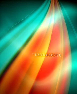 Neon holografik sıvı renkli dalga web, duvar kağıdı, desen, doku ve arka plan için. Vektör çizim