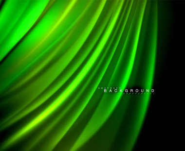 Neon parlayan dalga, sihirli enerji ve ışık arka plan. Vektör duvar kağıdı şablonu