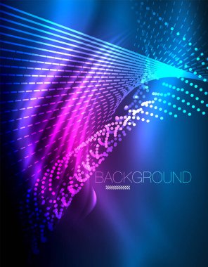 Yumuşak ışık efekti, parlak parlak neon koyu arka plan üzerinde düz çizgiler. Enerji Teknoloji fikir