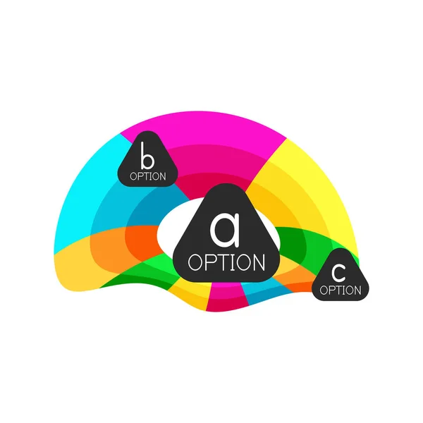 Modelo de design de infográficos de opção geométrica colorida abstrata com opções de abc de amostra. Antecedentes abstratos para apresentação de negócios ou banner de informações —  Vetores de Stock