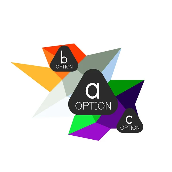 Astratto colorato modello di progettazione infografica opzione geometrica con opzioni abc campione. Sfondo astratto per la presentazione aziendale o banner informativo — Vettoriale Stock