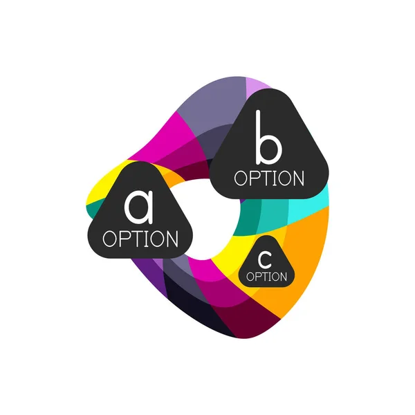 Plantilla de diseño de infografías de opciones geométricas coloridas abstractas con opciones de abc de muestra. Antecedentes abstractos para presentación comercial o banner informativo — Vector de stock