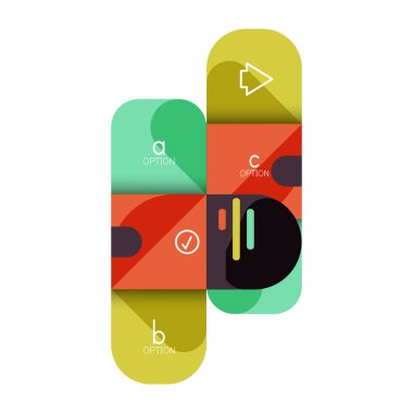 Infographics seçeneği ve adım adım içinde yuvarlak kareler, grafik, grafik, diyagram seçenekleri, parçalar, süreçleri ile unsuru