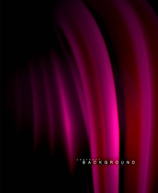 Neon parlayan dalga, sihirli enerji ve ışık arka plan. Vektör duvar kağıdı şablonu