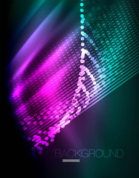 Гладкий световой эффект, прямые линии на светящемся сияющем неоновом темном фоне. Идея энергетических технологий
