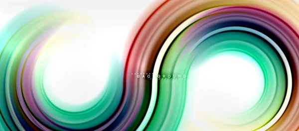 Linha de cores fluidas arco-íris fundo abstrato - redemoinho e círculos, design de cores líquidas torcidas, fundo colorido de textura ondulada em mármore ou plástico, modelo multicolorido para negócios ou tecnologia — Vetor de Stock