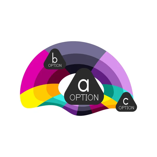 Plantilla de diseño de infografías de opciones geométricas coloridas abstractas con opciones de abc de muestra. Antecedentes abstractos para presentación comercial o banner informativo — Archivo Imágenes Vectoriales