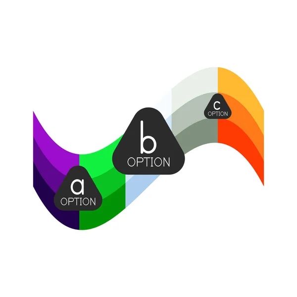 Plantilla de diseño de infografías de opciones geométricas coloridas abstractas con opciones de abc de muestra. Antecedentes abstractos para presentación comercial o banner informativo — Vector de stock