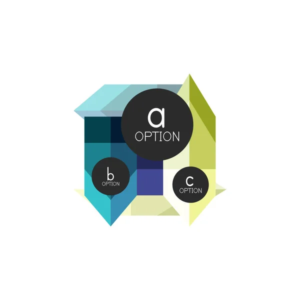 Modèle abstrait de conception d'infographie d'option géométrique colorée avec des options abc échantillon. Contexte abstrait pour la présentation de l'entreprise ou bannière d'information — Image vectorielle