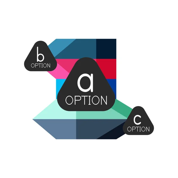 Modèle abstrait de conception d'infographie d'option géométrique colorée avec des options abc échantillon. Contexte abstrait pour la présentation de l'entreprise ou bannière d'information — Image vectorielle