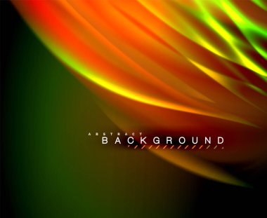 Neon parlayan dalga, sihirli enerji ve ışık arka plan. Vektör duvar kağıdı şablonu