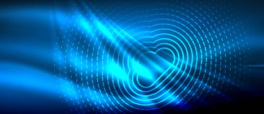 Neon parlayan dalga, sihirli enerji ve ışık arka plan. Duvar kağıdı şablonu, yüksek teknoloji gelecek kavramı