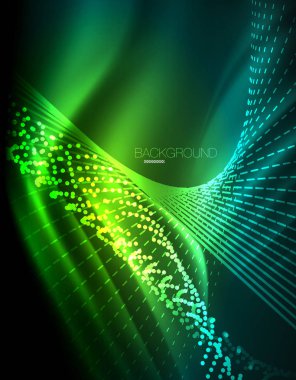 Yumuşak ışık efekti, parlak parlak neon koyu arka plan üzerinde düz çizgiler. Enerji Teknoloji fikir