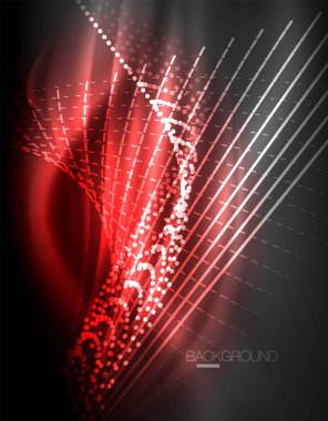 Yumuşak ışık efekti, parlak parlak neon koyu arka plan üzerinde düz çizgiler. Enerji Teknoloji fikir